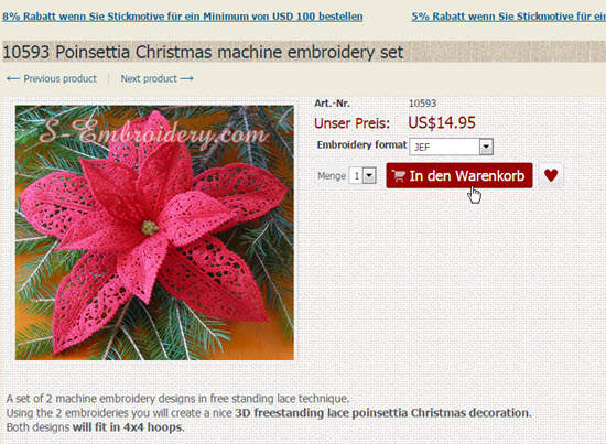 Add embroidery designs to cart