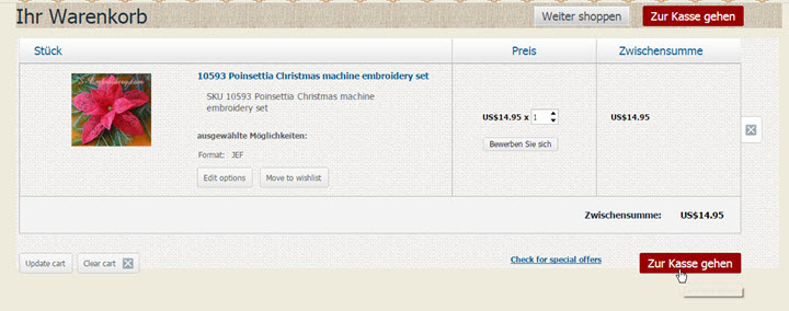 View contents of shopping cart and proceed to checkout