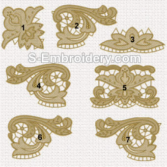 Freestanding lace table runner design set #4
