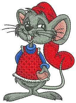 Mouse girl embroidery design