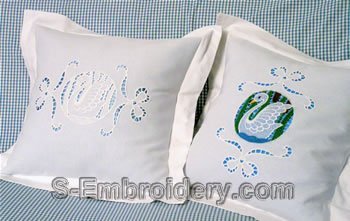 Swan Lace Embroidery Decorated Pillows