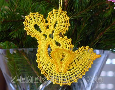 Dove Battenberg Lace Christmas or Easter tree ornament