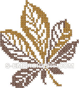 Autumn leaf cross stitch machine embroidery design #1