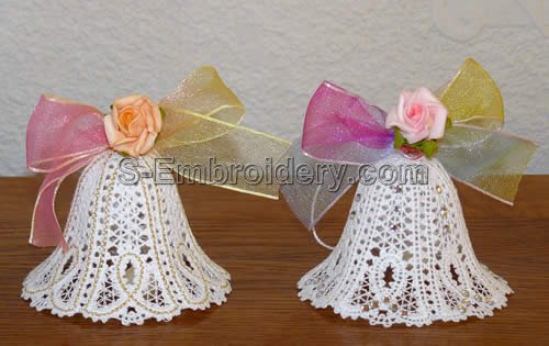 Battenberg Lace Christmas Bells machine embroidery designs