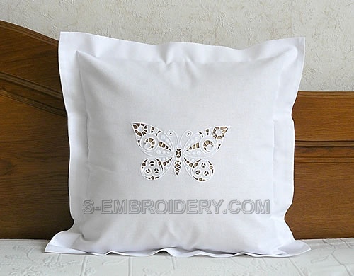 Pillow case with butterfly cutwork lace embroidery