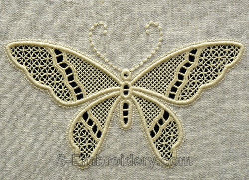 Butterfly cutwork lace machine embroidery design
