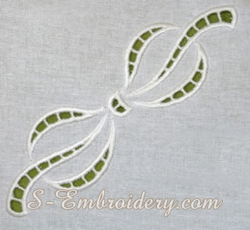 Bow cutwork lace machine embroidery design