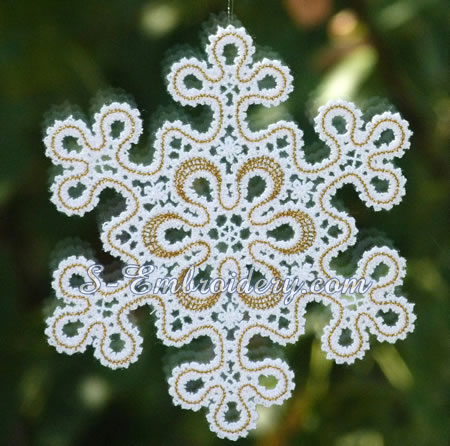 Battenberg lace snowflake ornament #3
