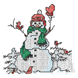 10032 Snowman cross stitch machine embroidery