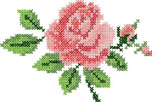 10051 Rose cross stitch machine embroidery design