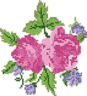 10053 Machine embroidery cross stitch rose