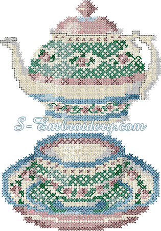 10091 Cross stitch tea embroidery set