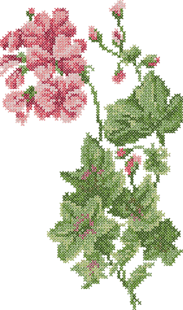 10122 Cross stitch geranium embroidery design