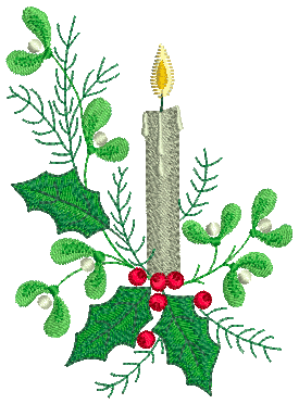 10181 Christmas candle embroidery design