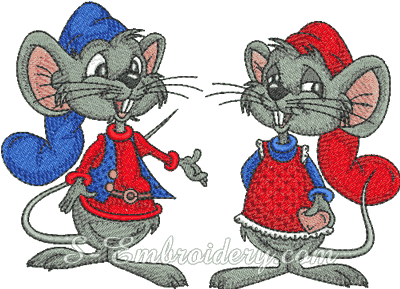 10207 Mouse couple machine embroidery set