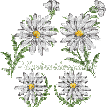 10208 Daisy cross stitch machine embroidery