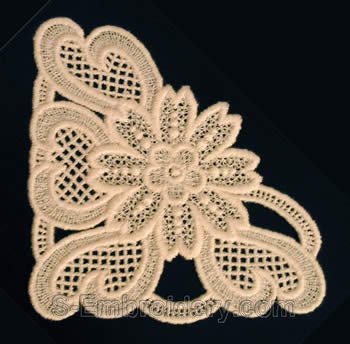 10231 Free standing lace corner embroidery