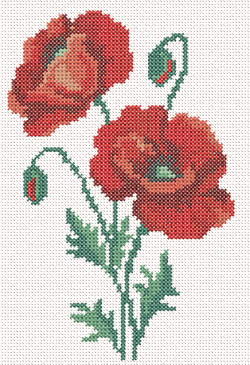 10259 Cross stitch machine embroidery poppy No4