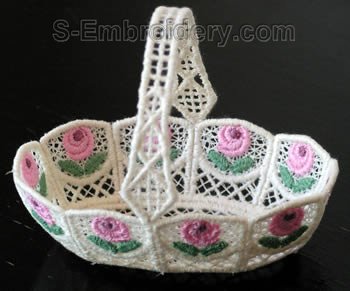10271 Free standing lace wedding basket No22