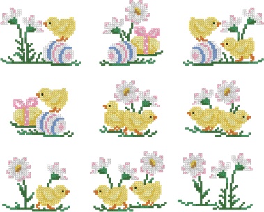 10327 Easter Chicks Cross Stitch Machine Embroidery Set,Manish Malhotra Designs