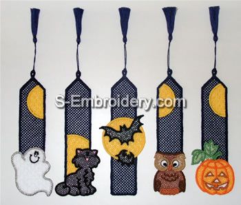 10379 Free standing lace Halloween bookmark set
