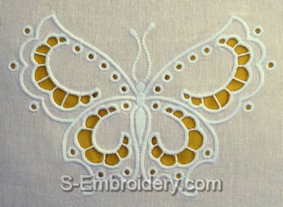 10439 Butterfly cutwork lace machine embroidery