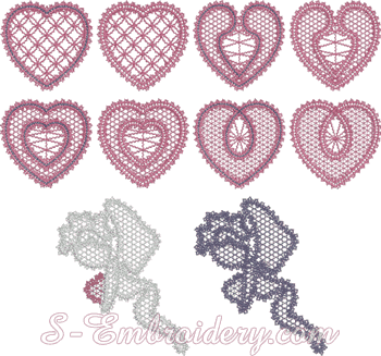 10445 Valentine Battenberg lace embroidery set