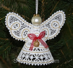 10449 Christmas angel Battenberg lace ornament