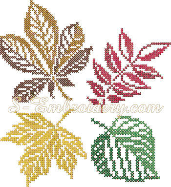10486 Autumn leaves cross stitch set