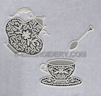 10518 Free standing lace teatime set