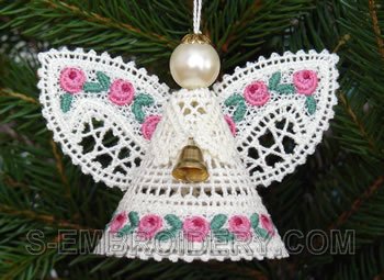 10522 Battenberg lace Christmas angel ornament