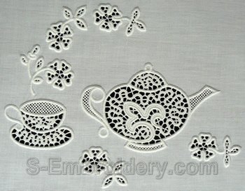 10551 Free standing lace teatime set No2