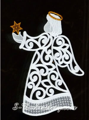 10627 Free standing lace Christmas angel window ornament