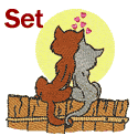 10078 Valentine cats machine embroidery set