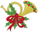 10169 Christmas French horn machine embroidery