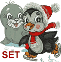 10193 Seal and penguin machine embroidery set