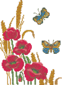 10262 Cross stitch poppy machine embroidery set