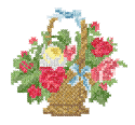 10047 Cross stitch flower basket embroidery
