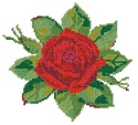 10061 Red rose cross stitch machine embroidery