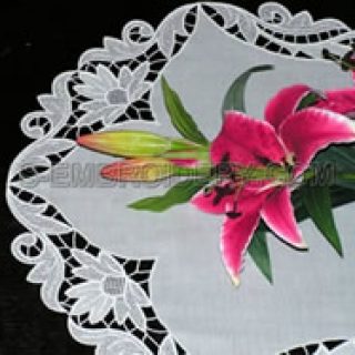 Floral free standing lace table embroidery set