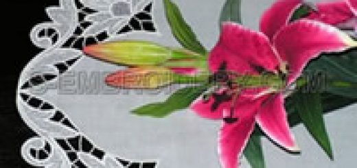 Floral free standing lace table embroidery set