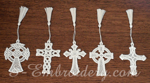 Easter cross bookmarks - freestanding lace