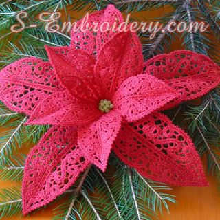 Poinsettia free standing lace Christmas ornament
