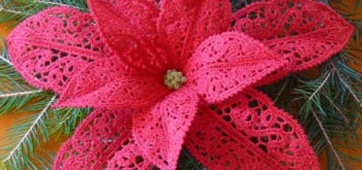 Poinsettia free standing lace Christmas ornament