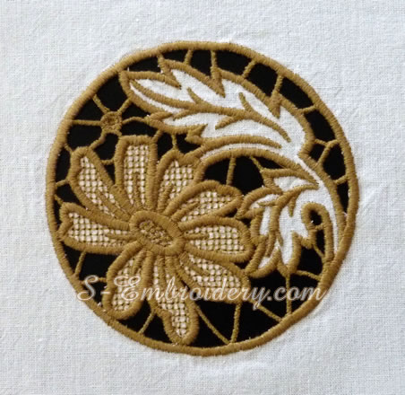 Daisy cutwork machine embroidery