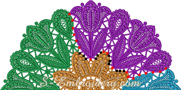 Places for manual stitches on doily