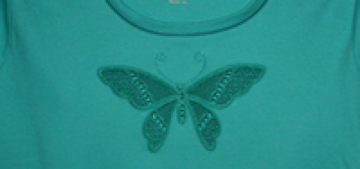 Tshirt with cutwork lace butterfly embroidery