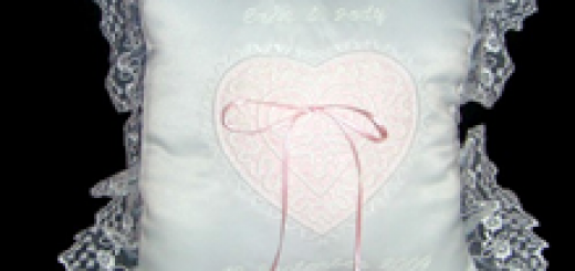 Ring bearer pillow with lace heart