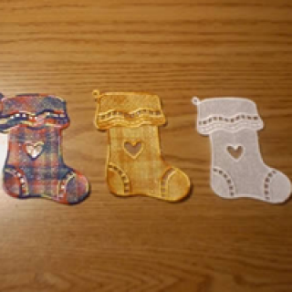 Freestanding lace Christmas stockings