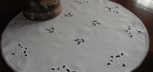Table top with cutwork lace embroidery